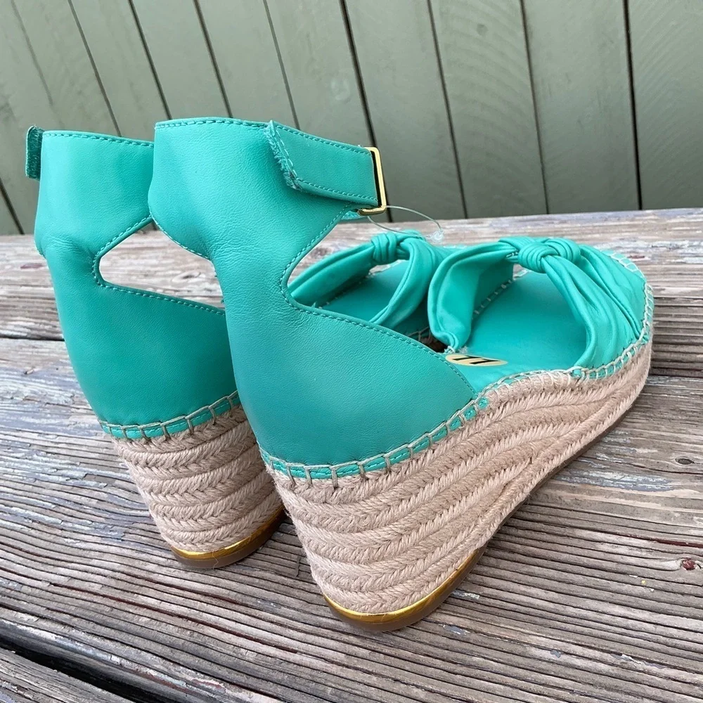 Clementine Ankle Strap Platform Wedge Teal Summer Sandal